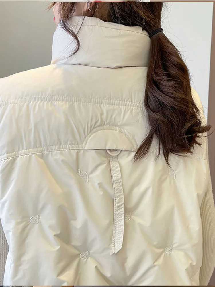 Women Loose Down Cotton Vest Autumn Winter Women Zipper Large Pocket Waistcoat Vests Female Solid Sleeveless Waistcoat VestsT251128