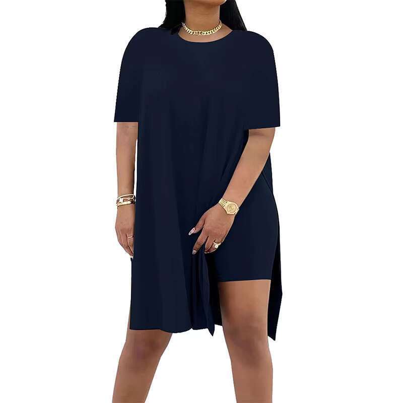 Fashion Women's Long T-shirt and Shorts Two Piece Set Breathable Plus Size Short Sleeve Sportswear for Women