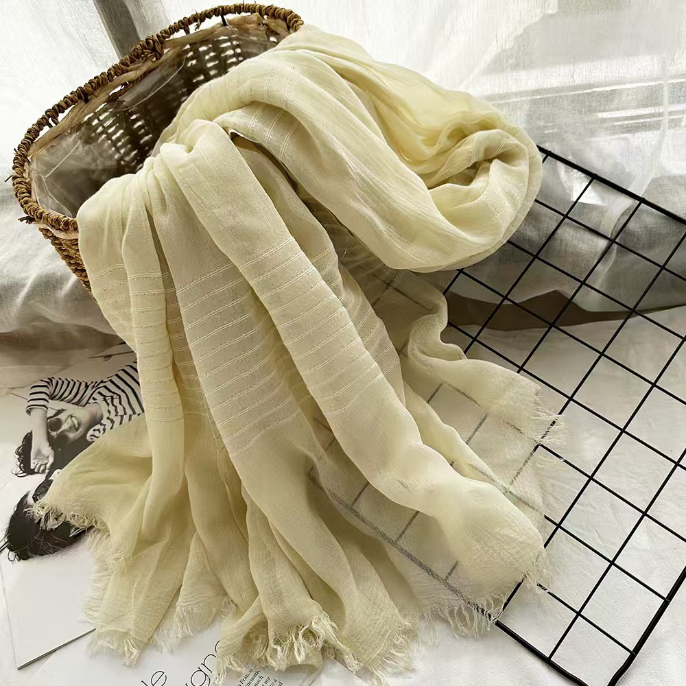T579 scarf spring cotton scarf women's solid color dirty dyed sequined headscarf rectangular gauze scarf