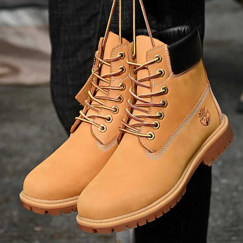 Boots Men High Top Boots High Quality Women Leather Shoes Fashion Outdoor Sneakers Men Lace Up Non-Slip Ankle Boots for Couple W251128