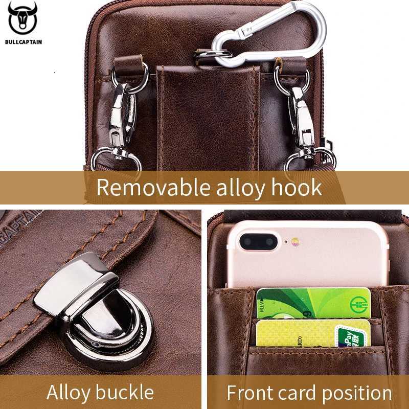 BULLCAPTAIN Genuine Leather Vintage Waist Packs Men Travel Fanny Pack Belt Bum shoulder Bag Waist Bag Mobile Phone PouchT251128