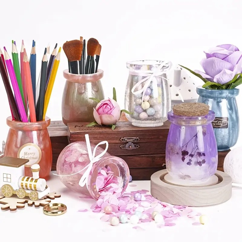 with Lid Jar Resin Mold DIY Jewelry Storage Box Storage Jar Silicone MoldPen Holder Home Decoration Resin Plaster Cement Mold