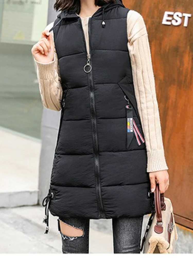 Fashionable Cotton Vest for Women Medium-Length Hooded Slimming Style Autumn Winter New Arrival Korean Version Quality CottonT251128