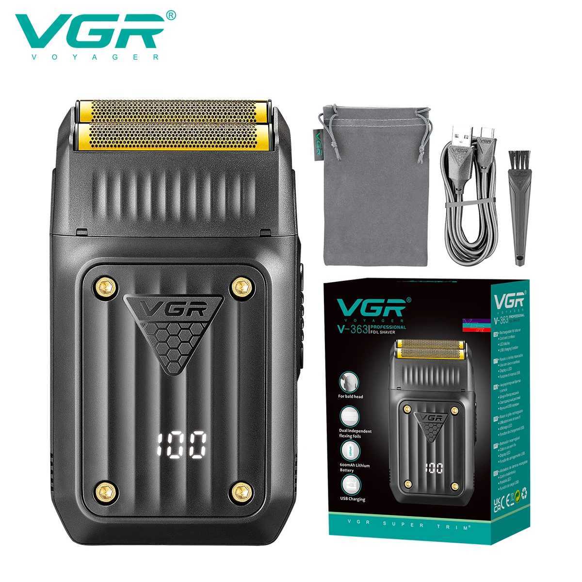 VGR Razor Professional Shaver Electric Beard Trimmer Digital Display Razor Reciprocating Razor Rechargeable Shaver for Man V-363 C251128