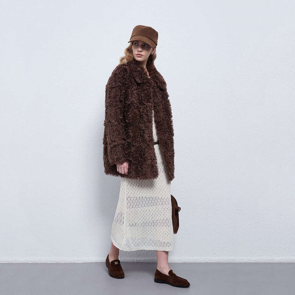 Short Loose Teddy Bear Curly Fur One Piece British Style Lamb Wool Thick Coat Autumn Winter Luxury Designer - view 3