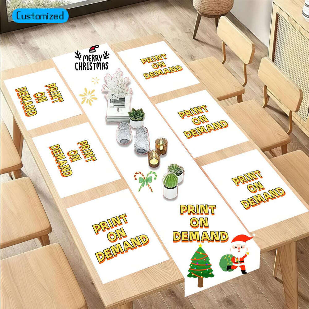 POD Custom Free Shipping Custom Christmas Table Mat Set (7-Piece, Design Your Own)