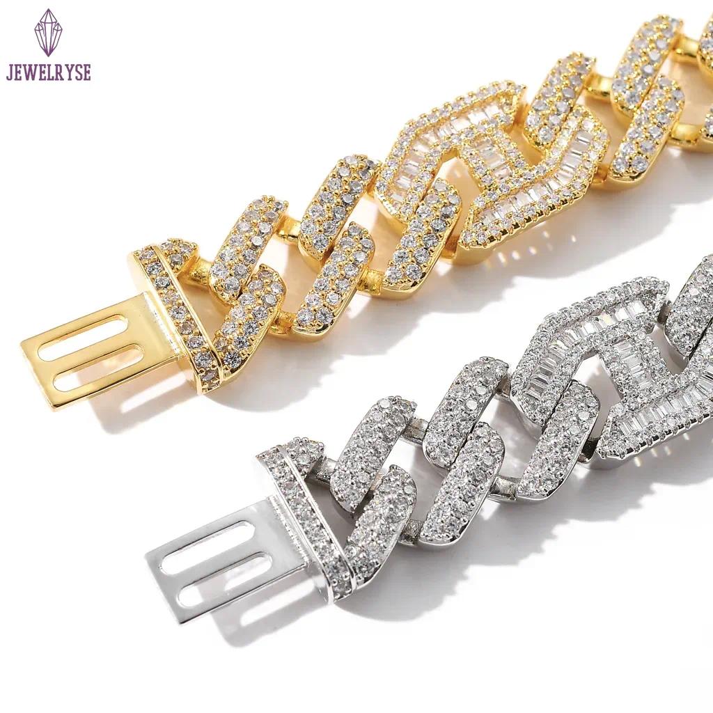 bracelet necklace moissanite Diamond Miami 10mm 15mm Wide Pig Nose Trend Bracelet Micro-inset Zircon Cuban Chain Male and female rapper Hip Hop bracel