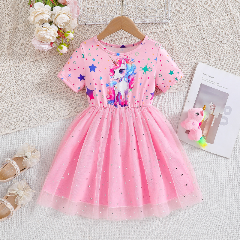Disney princess dress party dress birthday dress baby designer clothing little girl dress summer set children's dress baby girl's net skirt 