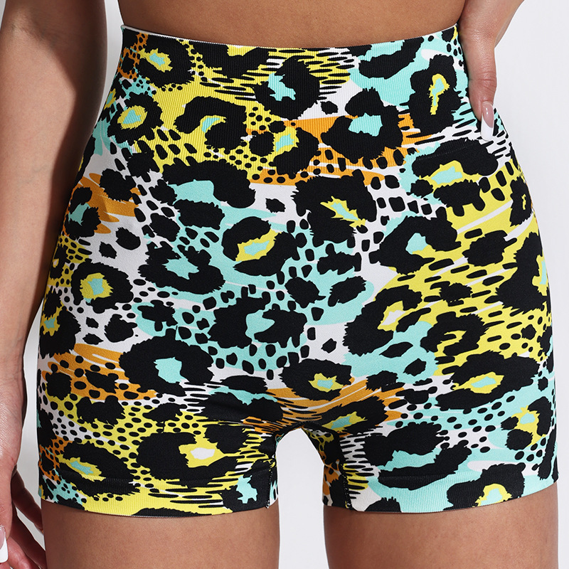 Seamless Leopard Print Yoga Shorts Fitness High Waist Hip Lift Sports Shorts