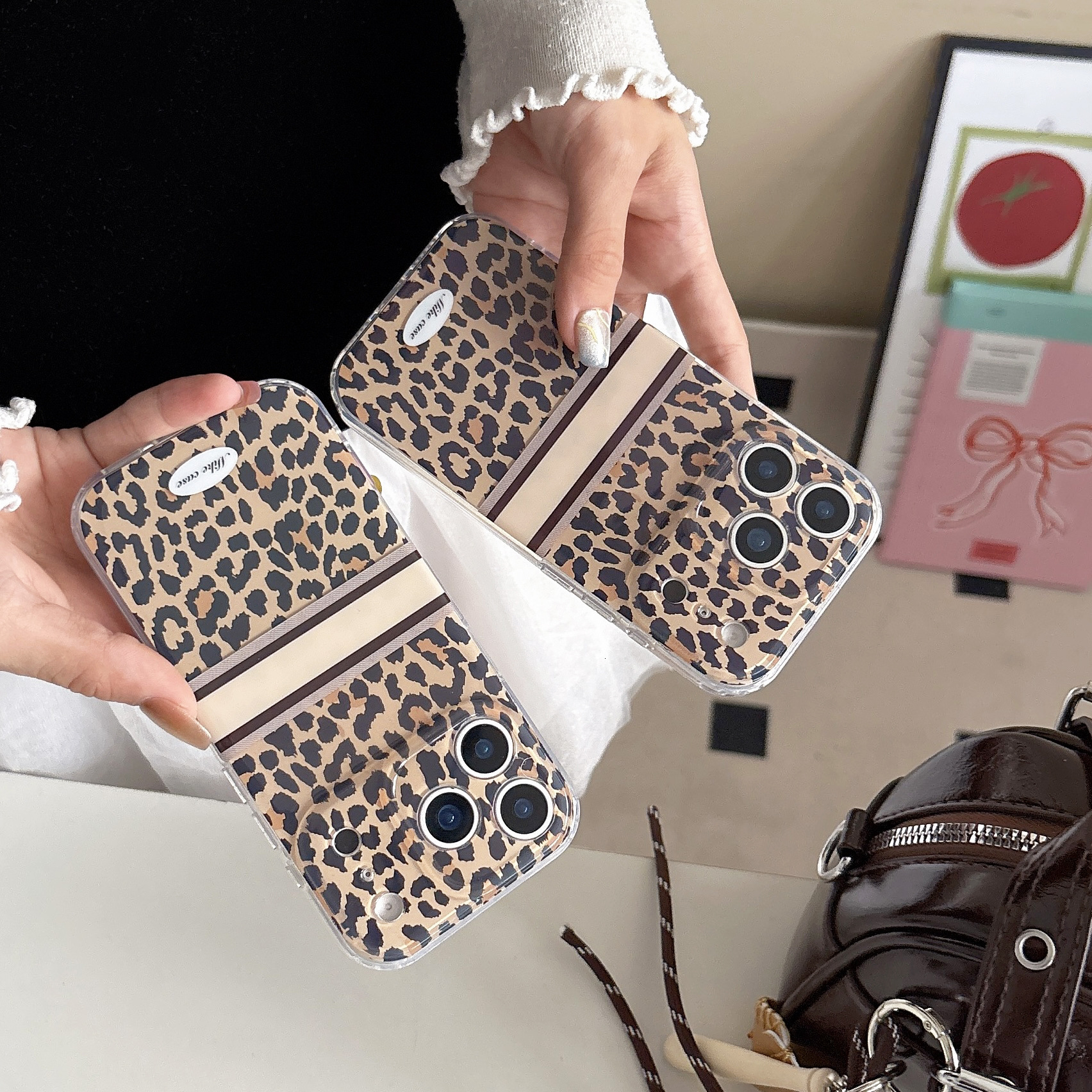 Leopard Print Phone Case iPhone 17 Pro Max Compatible with Apple 16 New Full Coverage Soft Edge Hard Protective Case