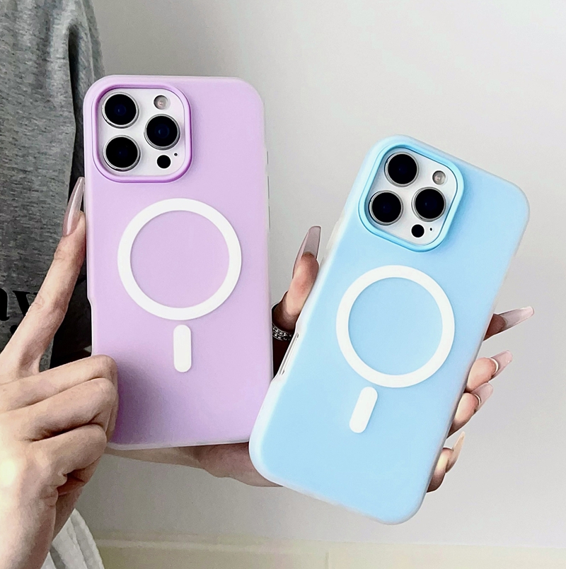 2in1 Magnetic Wireless Charging Cases For Iphone 17 Air 16 Plus 15 14 Pro MAX 13 12 11 Frosted Matte Skin Feel Jelly Colorful Hard Plastic PC Soft TPU