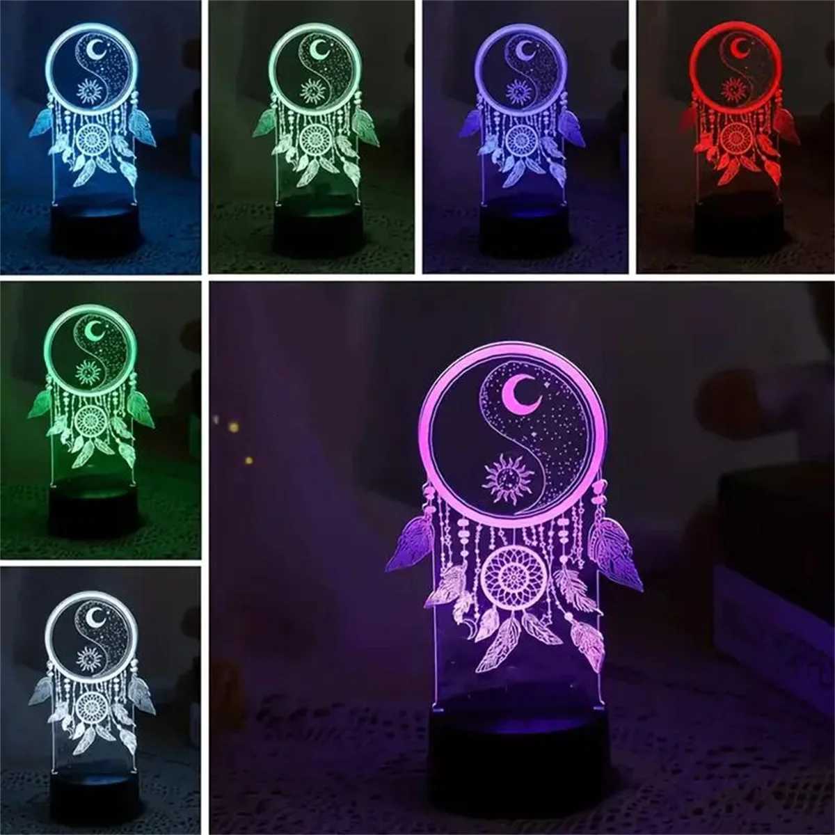 1pc Dream catcher 3D Night Light 3D Optical Illusion Lamp With Touch 7-Color Changing Ambient Light For Bedroom M251128