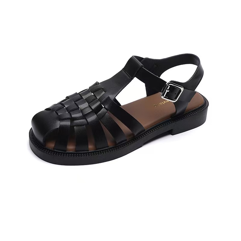 Gladiator BeauToday New Sandals Women Cow Leather Cover Toe Ankle Buckle Strap Beach Ladies Retro Flat Shoes Handmade 33037 0e0f