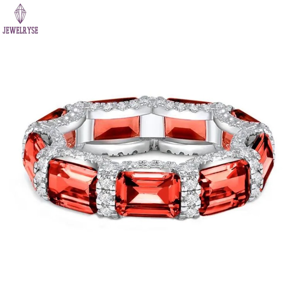 Wedding Rings Luxury Fine Jewelry Real 100% 925 Sterling Silver Emerlad Moissanite Diamond Gemstones Party Eternity Women Engagement Band Ring Gift