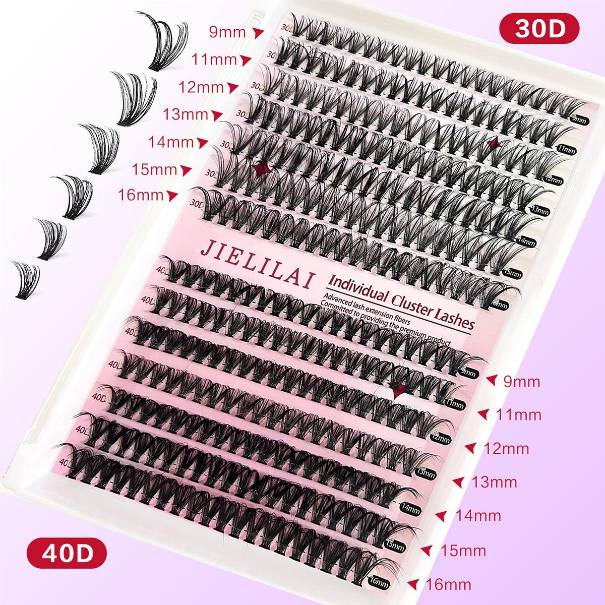 DIY Lash Clusters Kit Mixed Length Volume Eyelash Cluster Set Soft Fluffy Long Lasting Lashes with Glue Tweezer for Beginners Easy At Home Application
