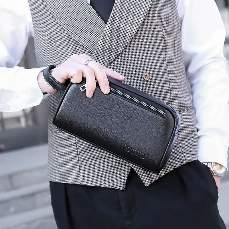 High Quality PU Clutch Bags Fashion Business Clutches Card Pack Phone Coin Purses Travel Anti-Theft Wallet Gifts For Men