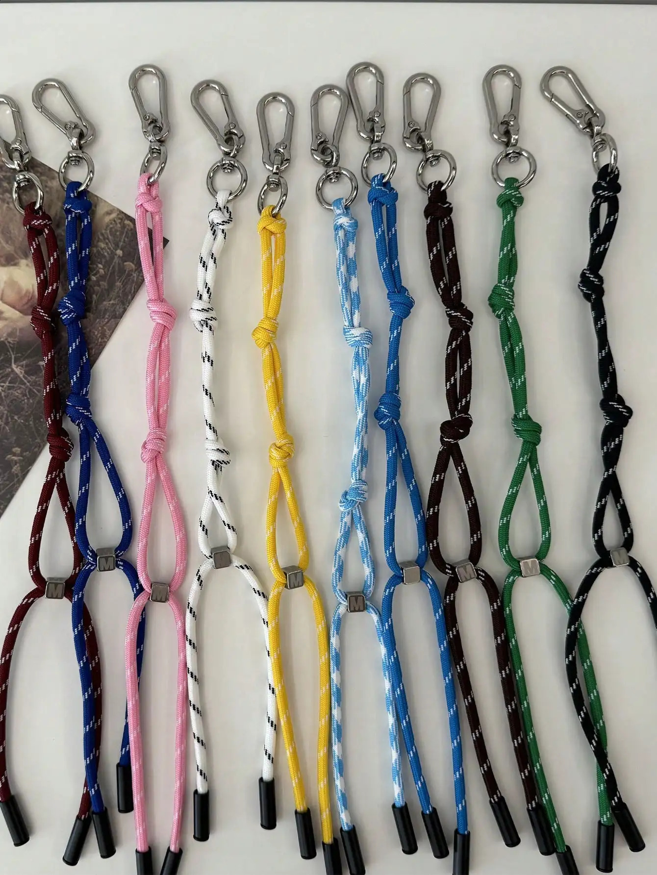 Fashion Nylon Handmade Rope Couple Style Hand and Feet Chian Vintage Keychain Bag Pendant Decoration with Free Key Buckle 250428