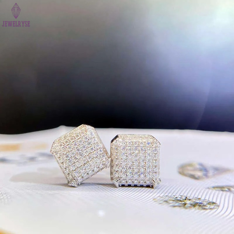 Fashion Jewelry Beautiful Fine Box Packaging Sterling Sliver Moissanite Earrings For Men Or Women