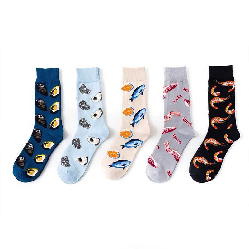 Harajuku Funny Socks Food Seafood Actic Shrimp Squid Socks Women Short Cotton Ankle Couple Premium Happy Socks J251128