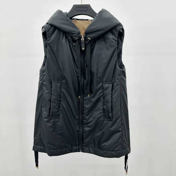 2025 Autumn and Winter New Womens Vest Loose Hooded Commuting Down VestT251128
