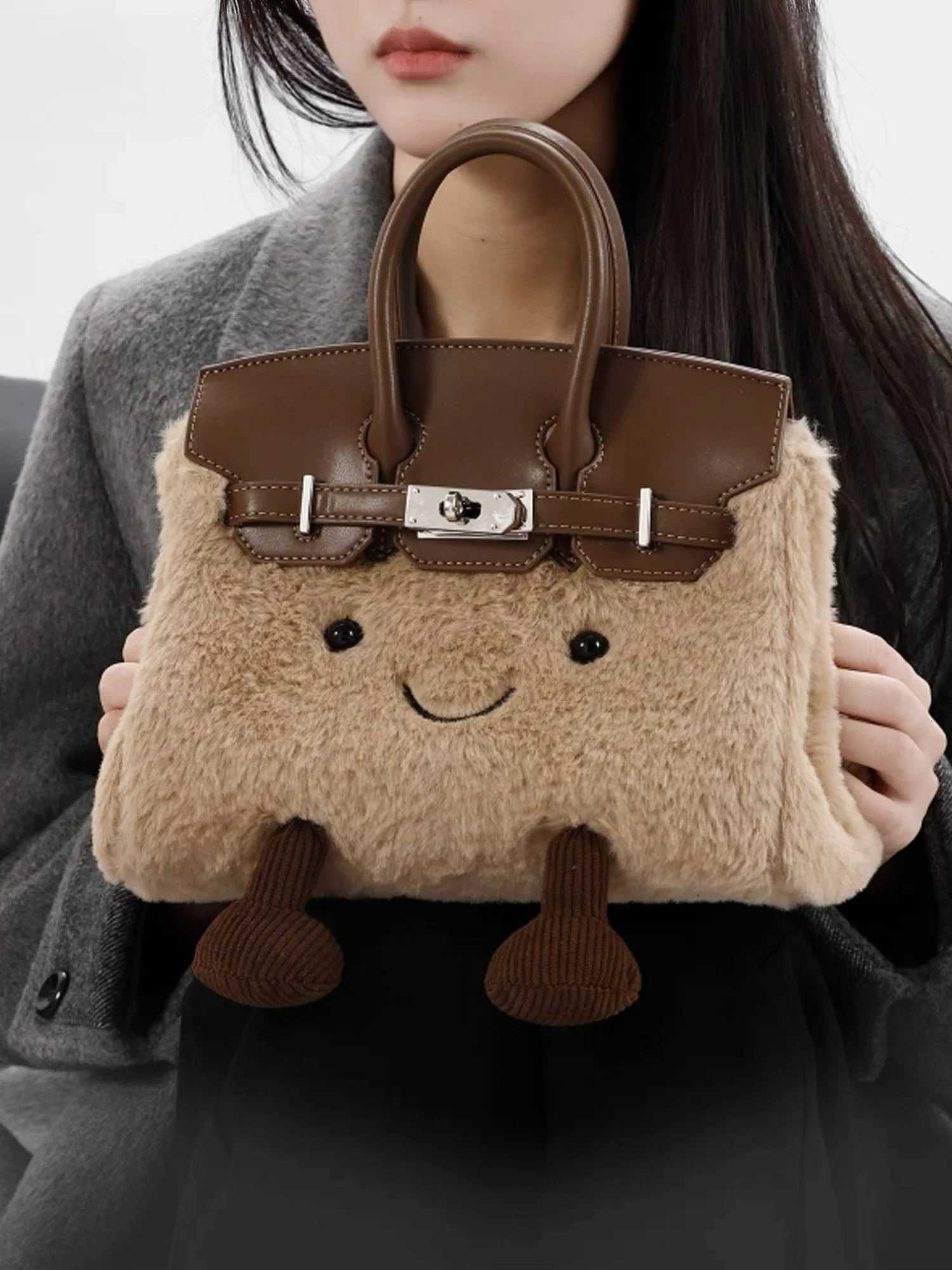 Plush cute crossbody bag doll fiable fur autumn and winter handbag H251128