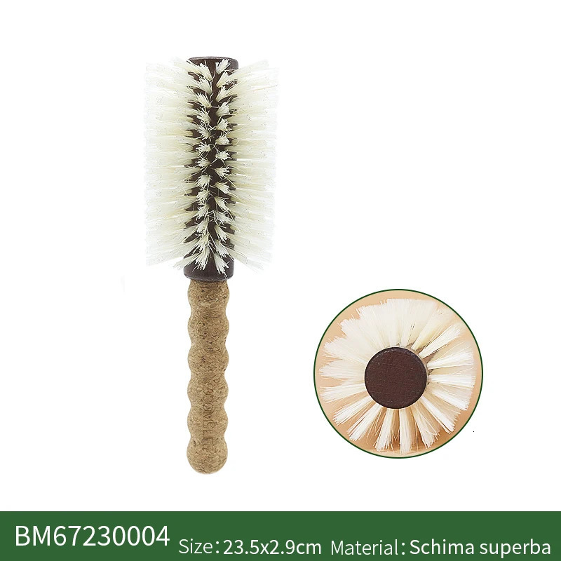 1PC Women Boar Bristle Round Hair Brush Cork handle Barrel Curling Styling Comb Static Wood Handle Hairdressing Tool 251125