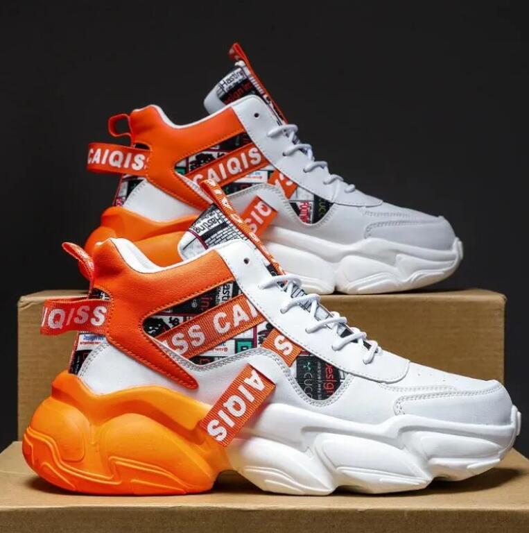 Autumn men's shoes summer high school basketball sports running shoes for teenagers casual high cut thick soled dad sneakers Z 11.4-5