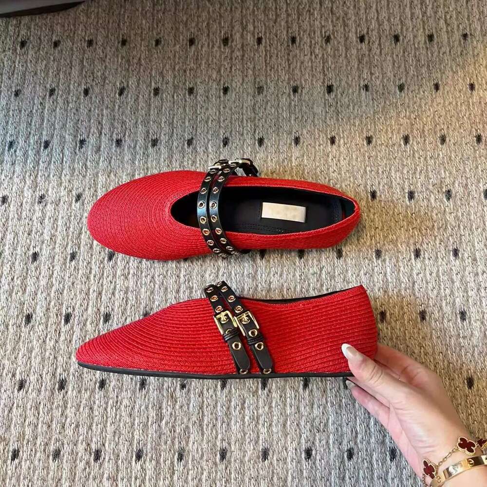 Real leather hollow flat Mary Jane women's shallow mouth one button ballet shoes, single shoes 2025 autumn trend new item