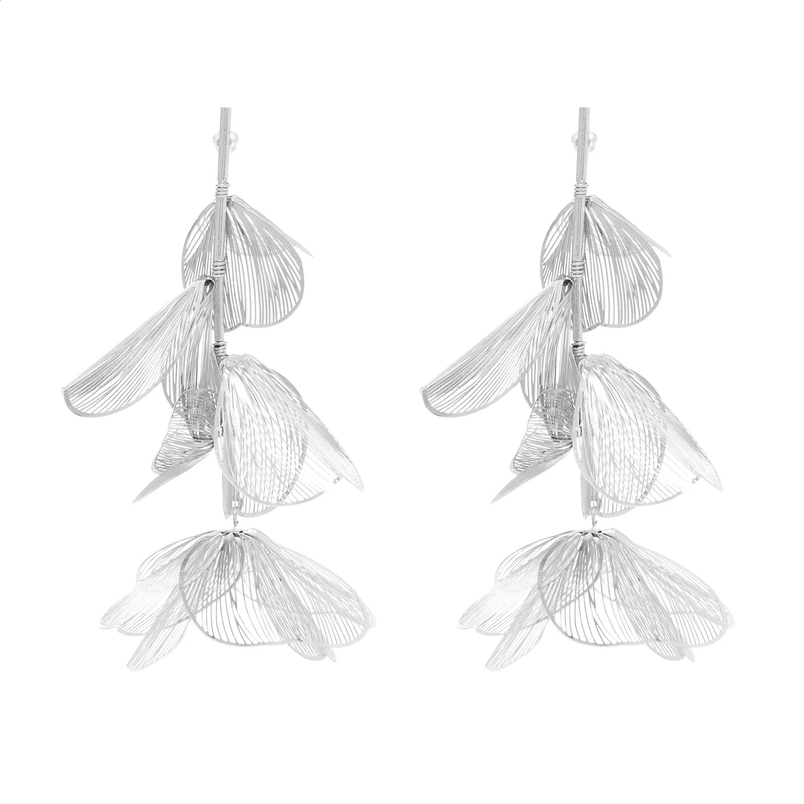 Fashion Golden Hollow Flower Leaf Long Earrings for Women Trending Bride Wedding Accessories Charm Earrings Female Jewelry 250513