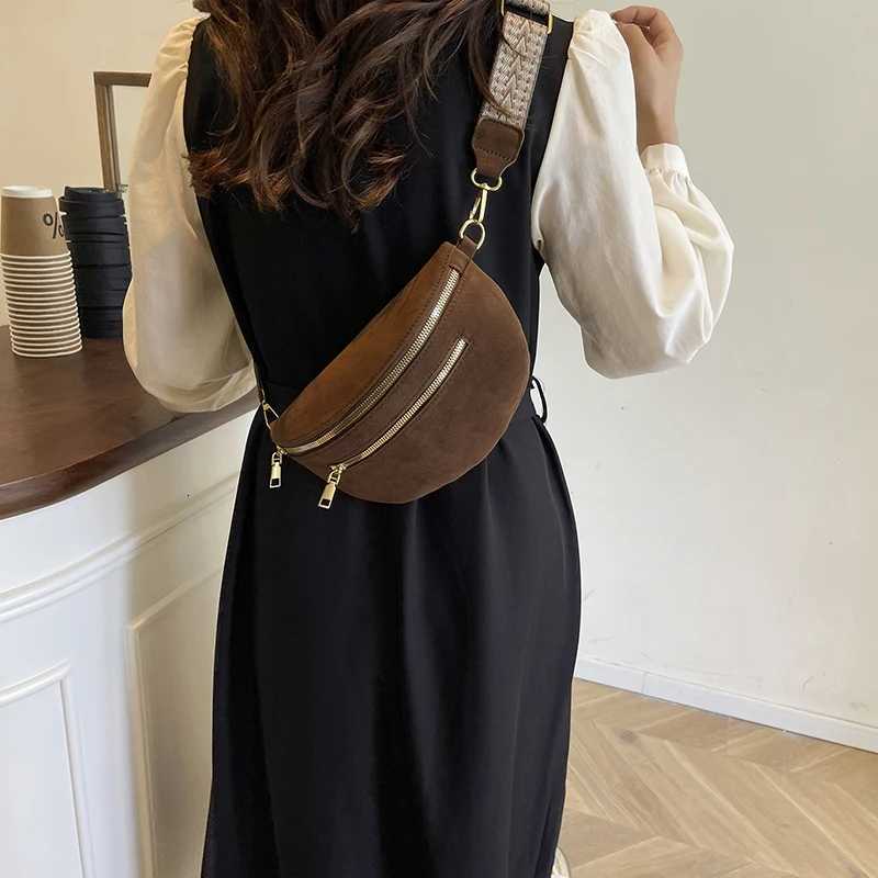 2025 Winter Faux Suede Chest Bag Woman Waist Bag Street Trend Fanny Pack Casual travel Female Shoulder Crossbody Bag Phone PurseT251128