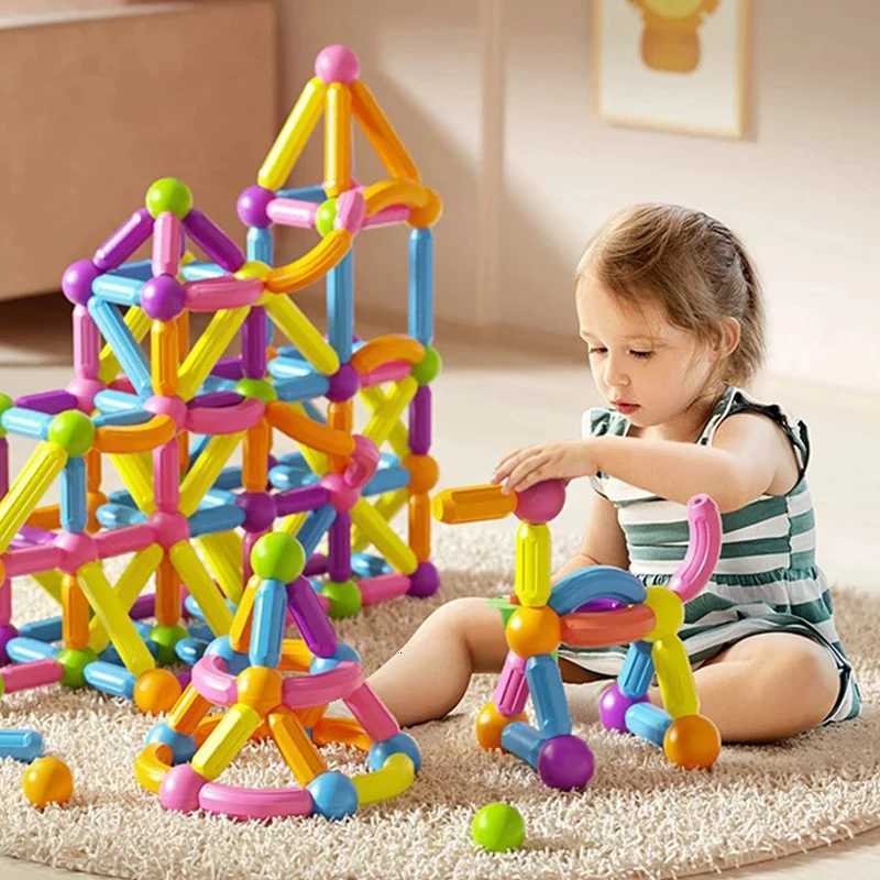 Magnet Ball Sticks Rod Games Magnetic Construction Set 188PCS Magnetic Building Blocks Toy Montessori Educational Toys for Kids Y251128