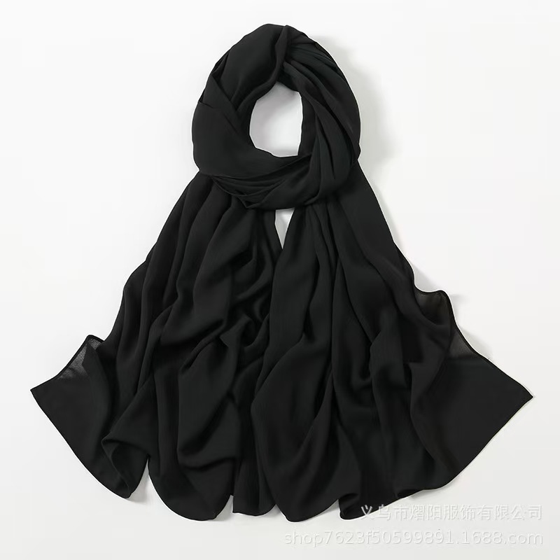 K558 2024 new high-end Malaysian headscarf plain diamond chiffon scarf thickened chiffon scarf shawl