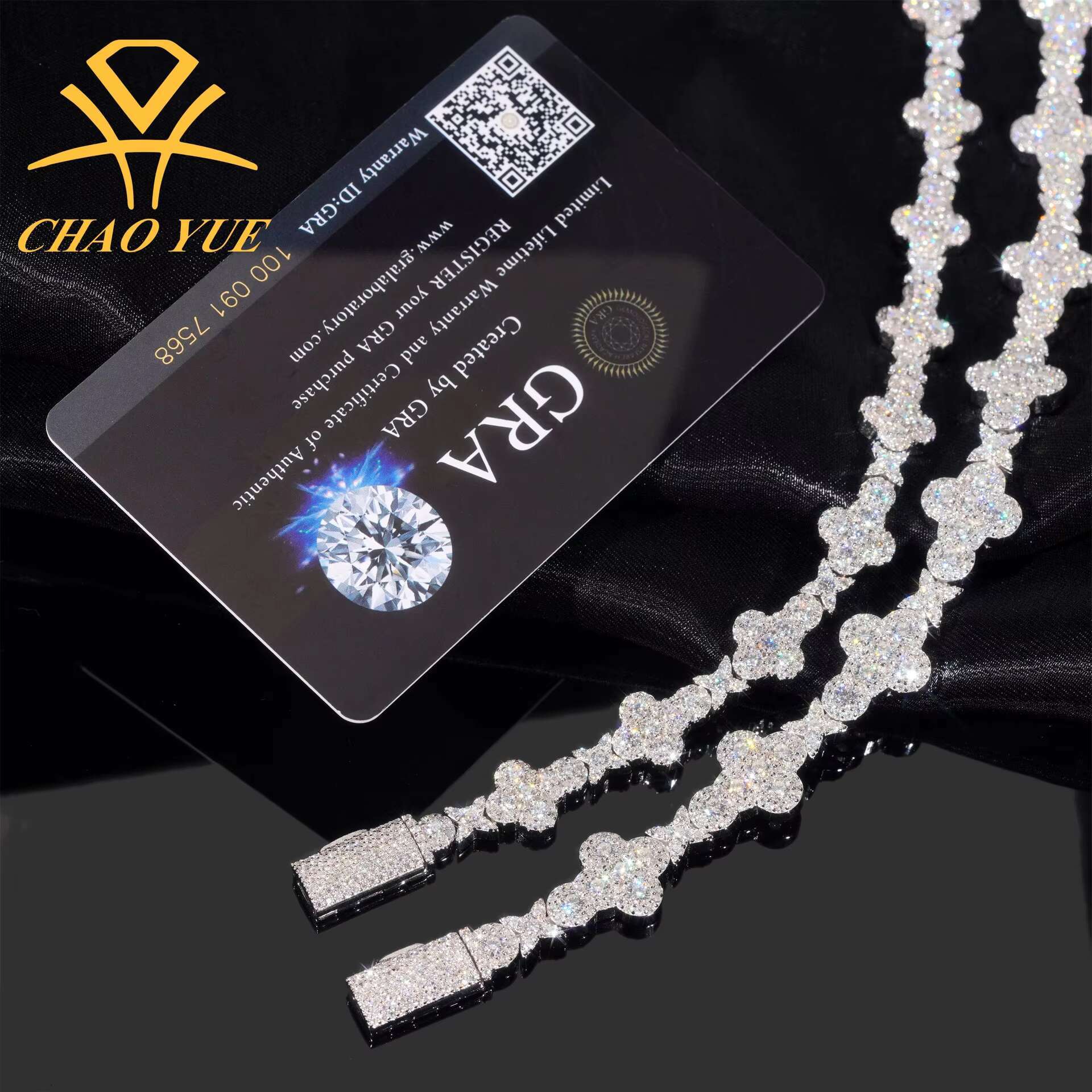 Hot 10/13mm 925 Sterling Silver Moissanite Bracelet for Men Women Cross-Border Hip Hop Style Cross Trendy Personalized Jewelry