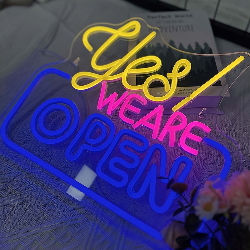Yes We are Open Neon Signs Dimmable Led Bar Neon Sign for Business Hanging Open Signs Shop Restaurant Wall Decor Neon