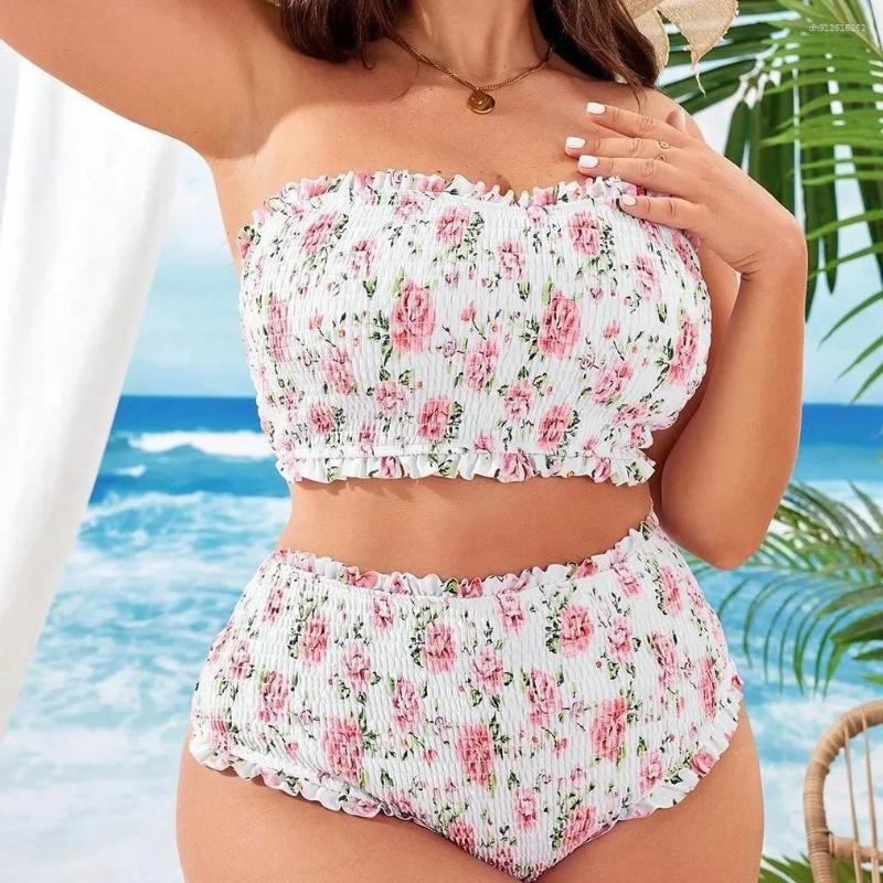 Women's Swimwear Sexy Bikini Set Two-Piece Swimsuit Large Size Cross-Border Print Strapless Xingyatu 2025 Arrival