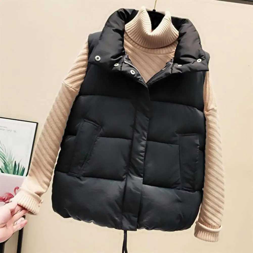 Women s Cropped Puffer Vest Zip Up Stand Collar Warm Sleeveless Padded Jacket Coat for Fall WinterT251128