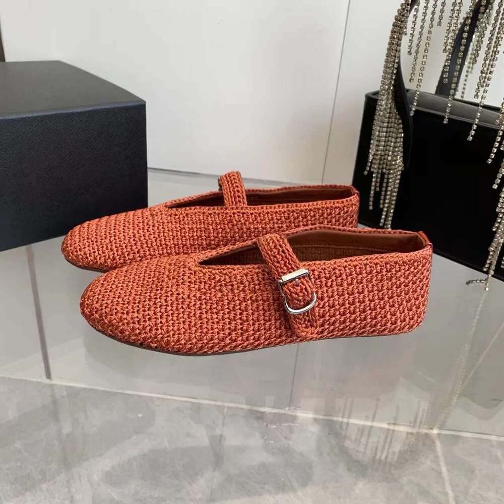 Designer Brand 2025 Weaving One Button Ballet for Women Retro Hollow Leather Flat Bottom Mary Jane Single Shoes