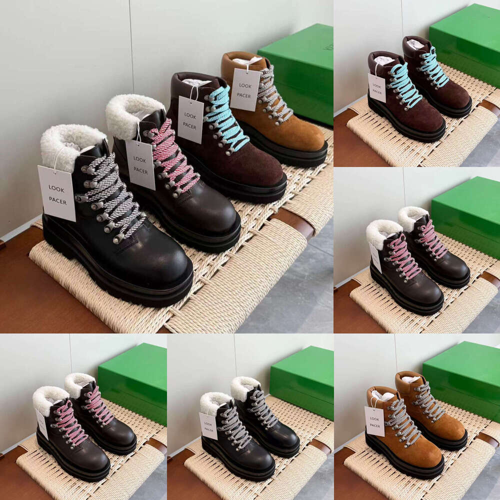 autumn winter designer shoe snow boot Womens Lug Ankle Boot Caramel Lace up Hiking Boots suede flat Casual boots knight boots Martin boots hike shoe platform boot
