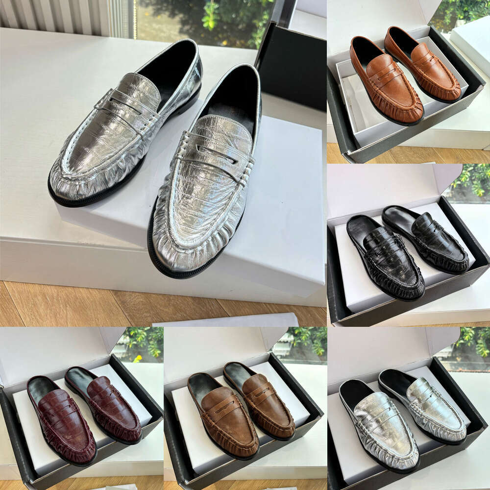 top quality Women's slip on Flat heel dress Classic brown Suede Luxury loafer mule clog sandal designer loafers for women laidy holiday Driving shoes Leisure Burgundy