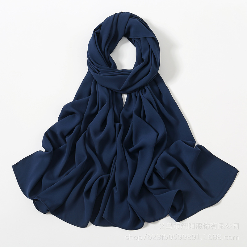 K558 2024 new high-end Malaysian headscarf plain diamond chiffon scarf thickened chiffon scarf shawl