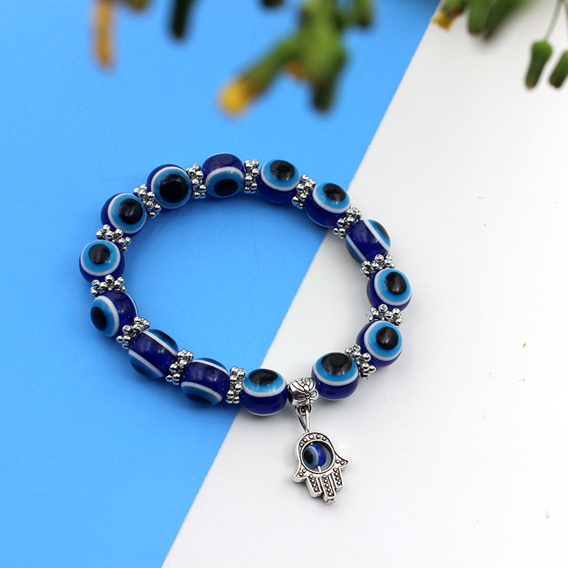 14Pcs Classic Turkish Lucky Evil Eye Bracelets for Men Women Blue Evil Eye Palm Butterfly Pendant Beads Bangles Handmade Charm Jewelry