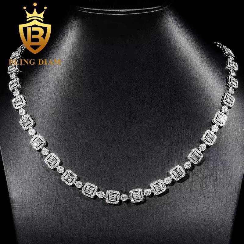 Blingdiam Custom Hip Hop Iced Out High Quality Cuban Necklace 925 Sterling Silver Moissanite Cuban Link Chain