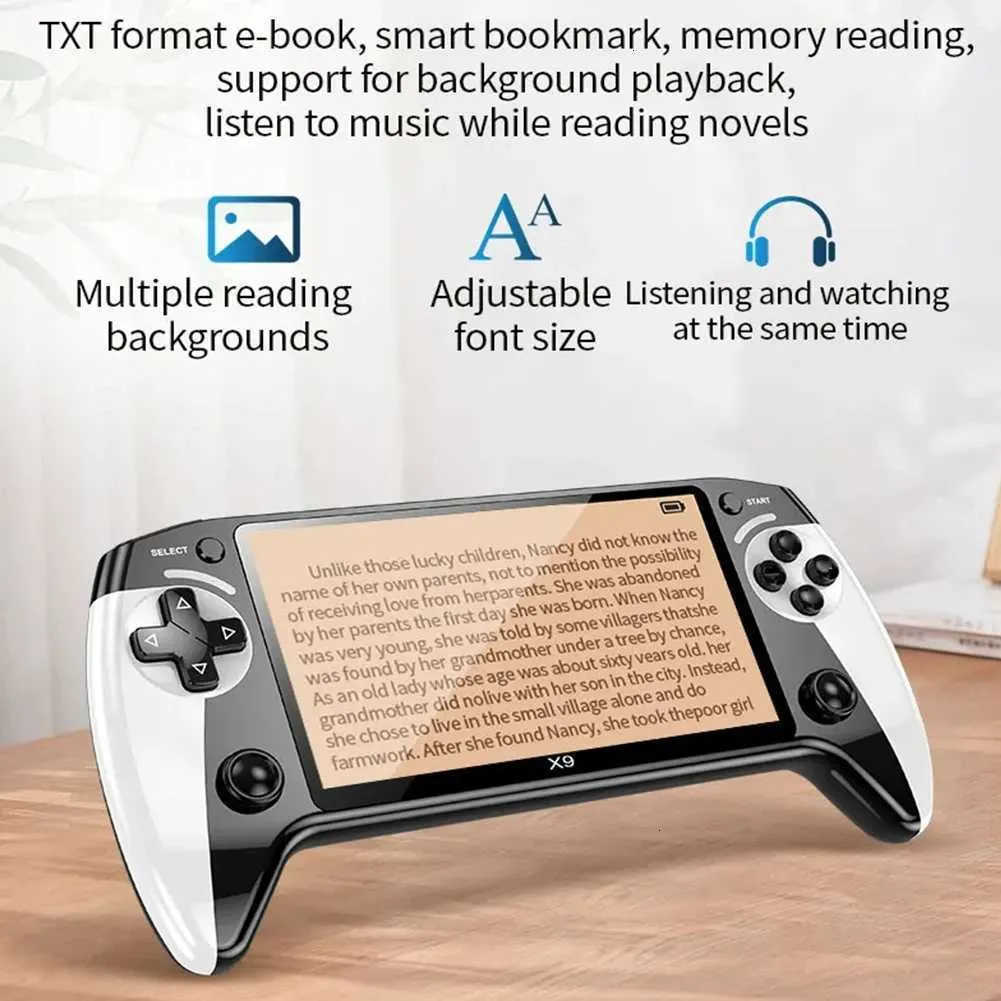 X9 handheld game console with 5.5-inch screen, featuring ten classic arcade game emulator functions for handheld devices M251111