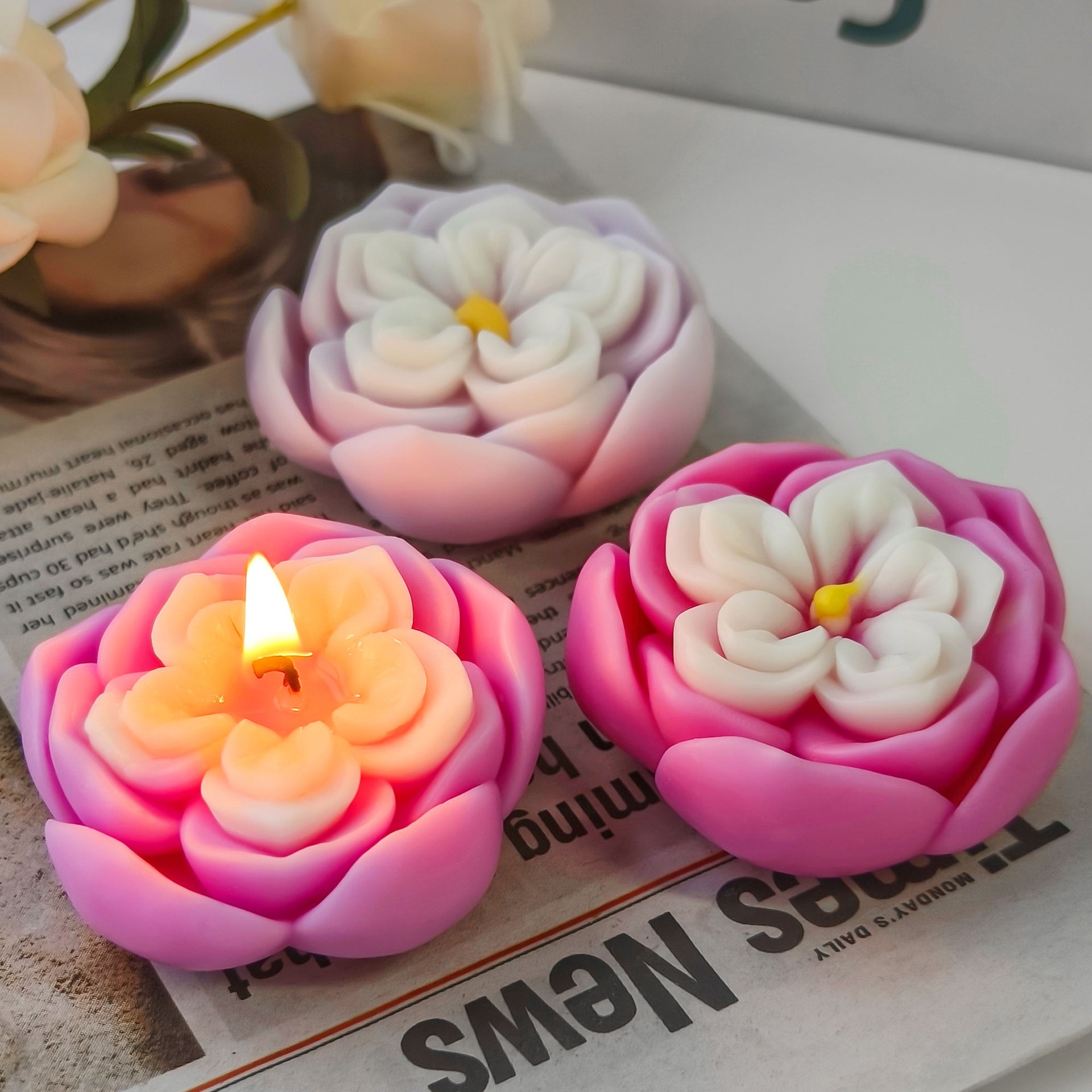 Flower Candle Silicone Mold Diy Aromatherapy Gypsum Three-dimensional Flower Diffuser Stone Hand Soap Mold