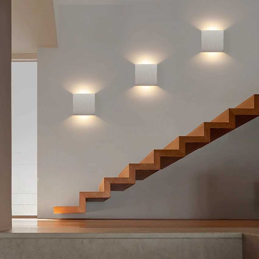 6W LED Indoor Wall Lamp Up and Down Glow Brushed Gold/Silver/Black/Coffee Aluminum Wall Lights Home Decor Lighting AC90-260V M251128