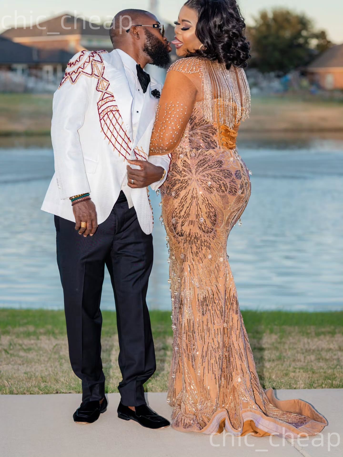 Aso Ebi Champagne Mermaid Prom Dresses 2026 Rhinestones Illusion Evening Formal Party Second Birthday Engagement Gowns Plus Size Dress For Special Occ