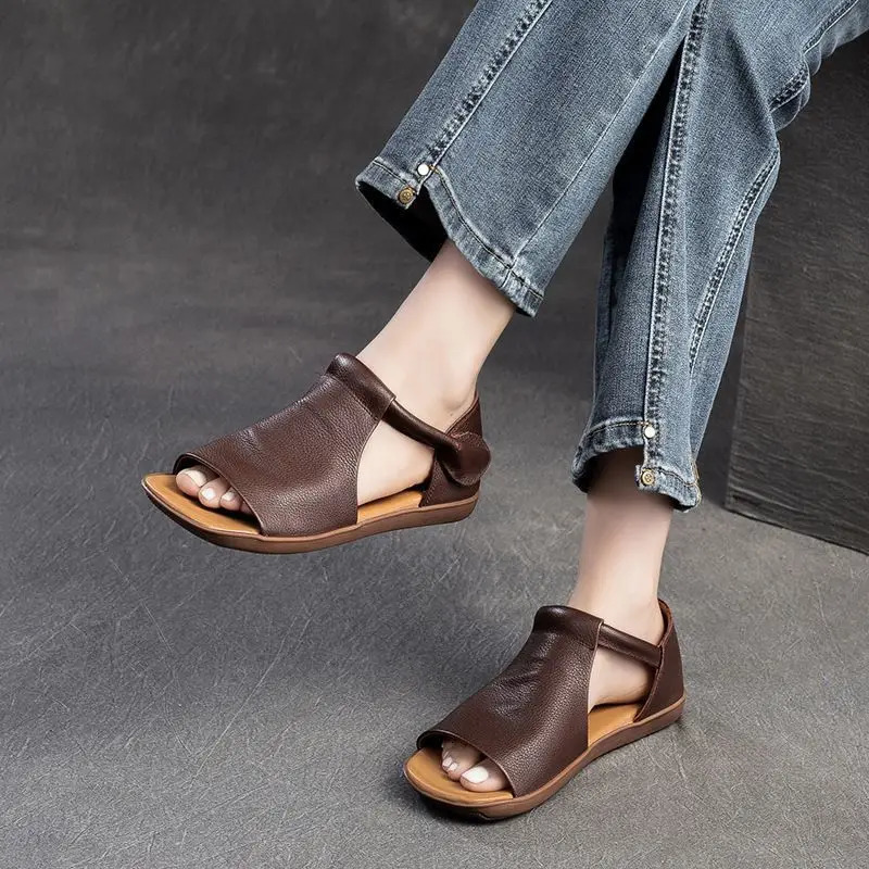 Summer Slippers Women Handmade Retro Thick Soles Non-slip Slides Woman Outside Casual Platform Shoes 251128