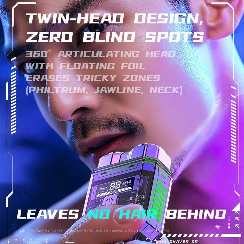 mecha mens electric double-head shaver magnetic blade head shaving razor high power digital display trendy portable C251128