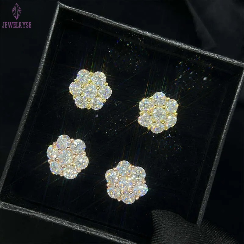 Hot Sale Dropshipping Fashion Jewelry Earrings Gold Plated Sier Vvs-Fl GRA Iced Out Screw Back Moissanite Stud Earring