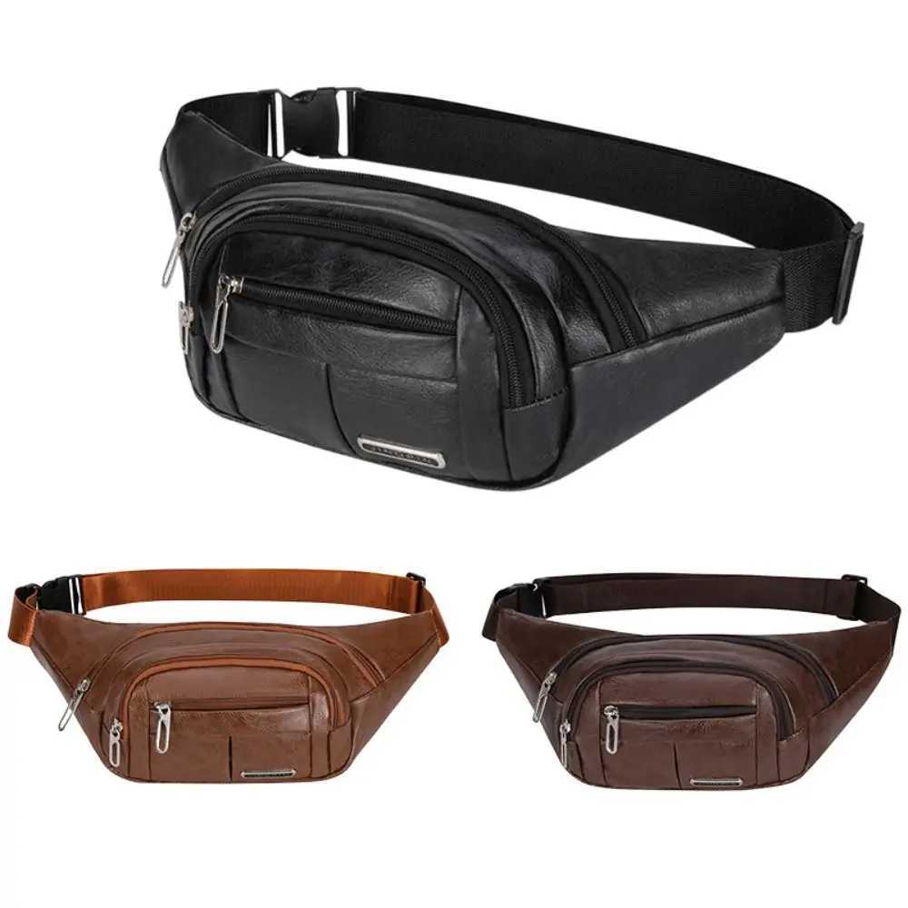 Large Capacity Waist Bum Bag Casual Waterproof Solid Color Fanny Pack PU Leather Chest BagT251128